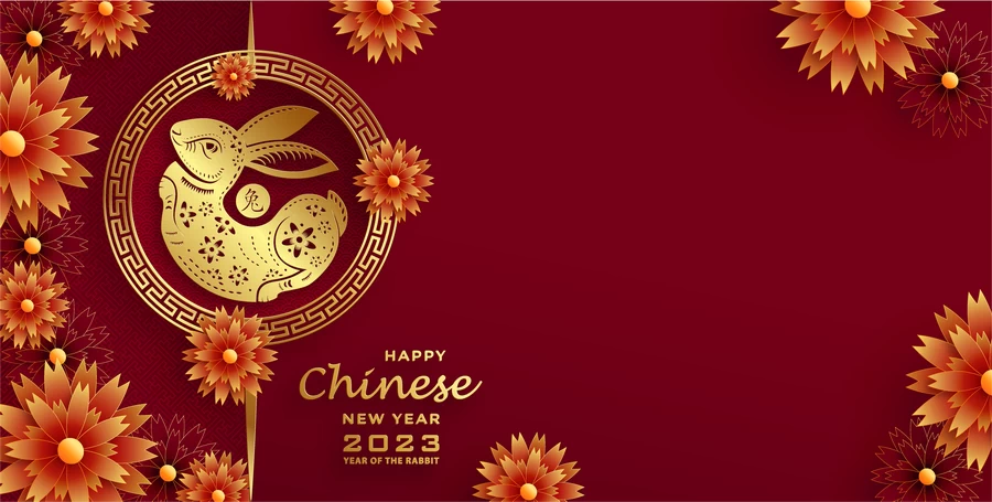 2023兔年中国风新年春节剪纸风节日宣传插画海报背景展板AI素材【185】